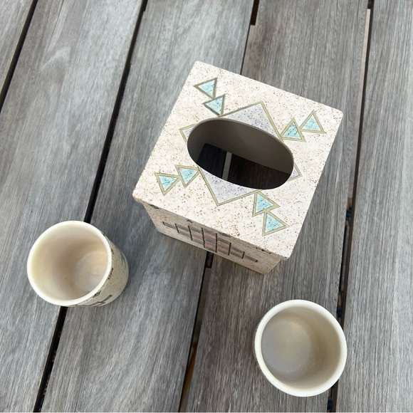 Vohann of California Arizona Aztec Ceramic Tissue Holder and Tumblers Set - Picture 5 of 14
